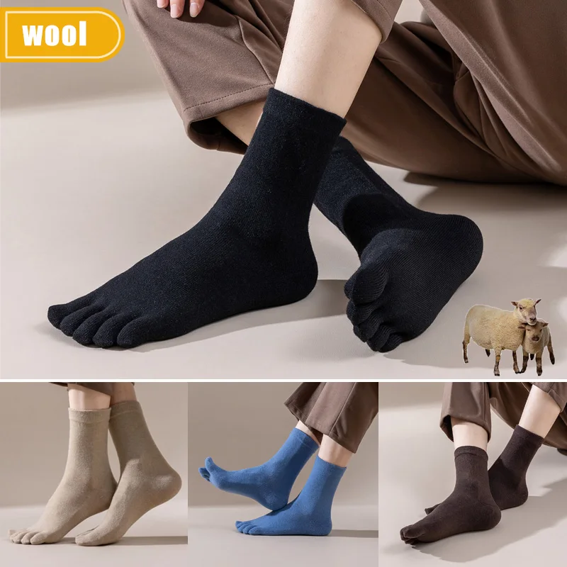 Thermal Sock Wool - رجل الصوف خمسة أصابع الجوارب قصيرة