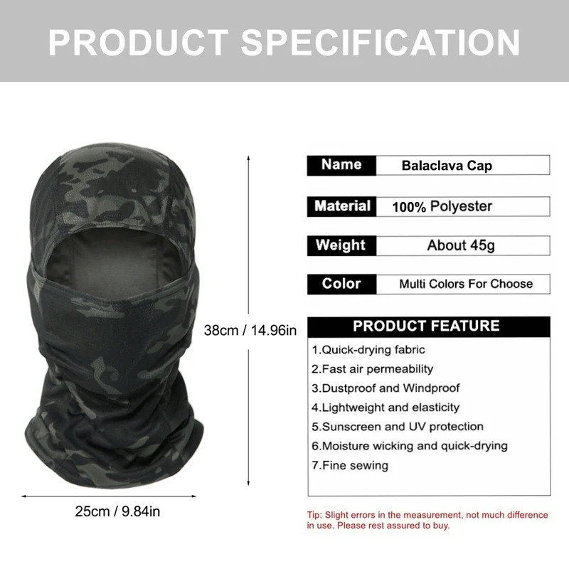 قبعة بالاكلافا مموهة للدراجات، - مراجعة Balaclava Ski Mask وسعره